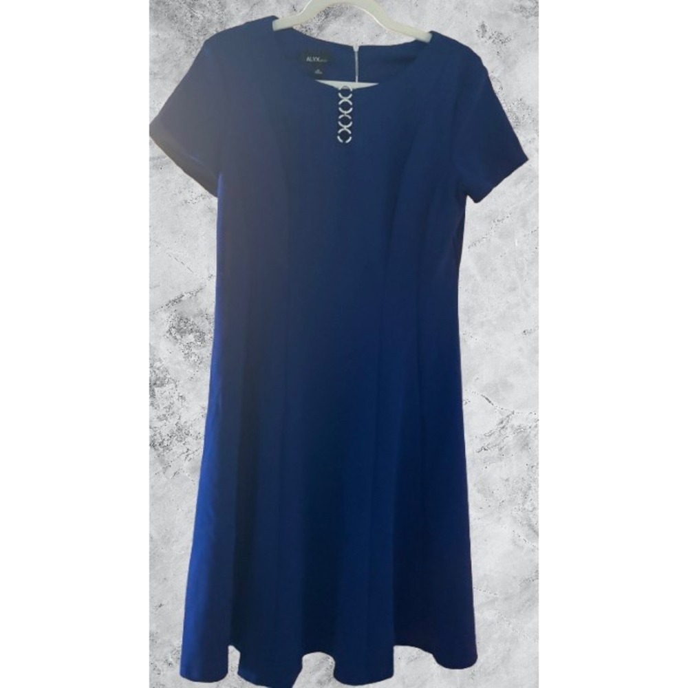 Alyx Royal Blue Fit and Flare Dress Short Sleeve Ring Neckline Size 10